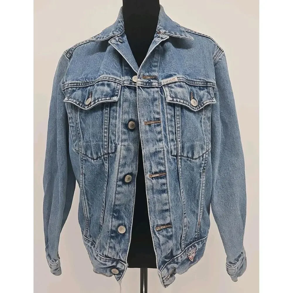 Vintage Guess Denim Jean Trucker Jacket Small USA Made Type III Style 10807 - Picture 1 of 9